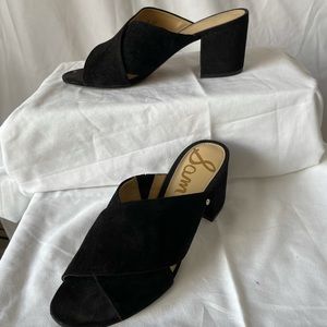 Cross Suede Block Heel Mules by Sam Edelman